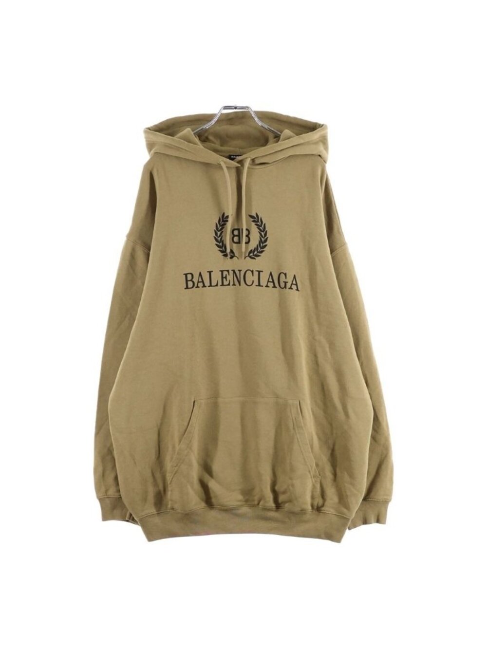 Balenciaga BB Logo Print Pullover Hoodie Brown